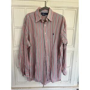 Ralph Lauren size large pink white and green mens button down shirt